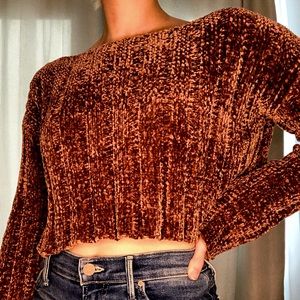 Chenille Rust Cropped Sweater
